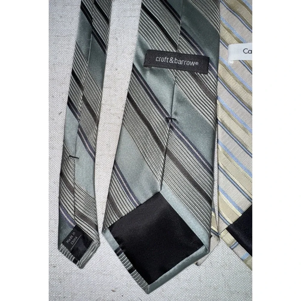 Men's Neck Tie‎ NeckTie LOT of 5 Silk Calvin Klein Croft & Barrow Stripes
